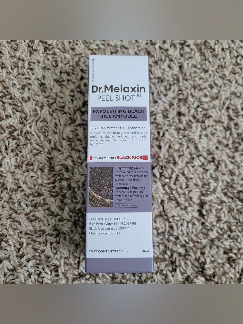 Dr. Melaxin Peel Shot Exfoliating Black Rice Ampoule Korean Skincare NWT NIB